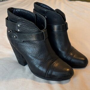 rag & bone Textured Leather Black Ankle Boots
